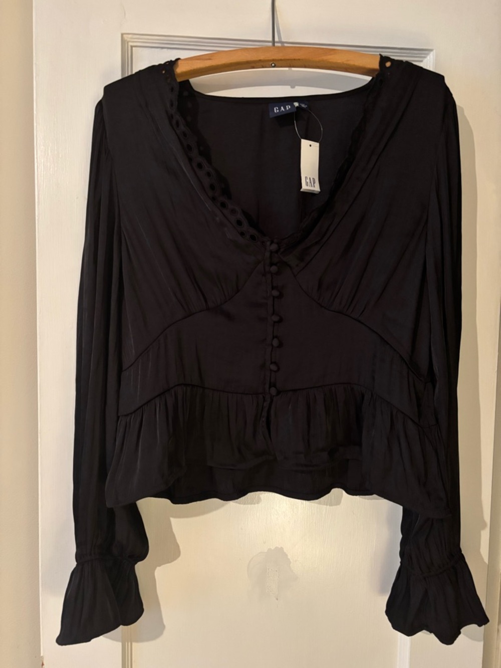 GAP Women's Black Peplum Blouse